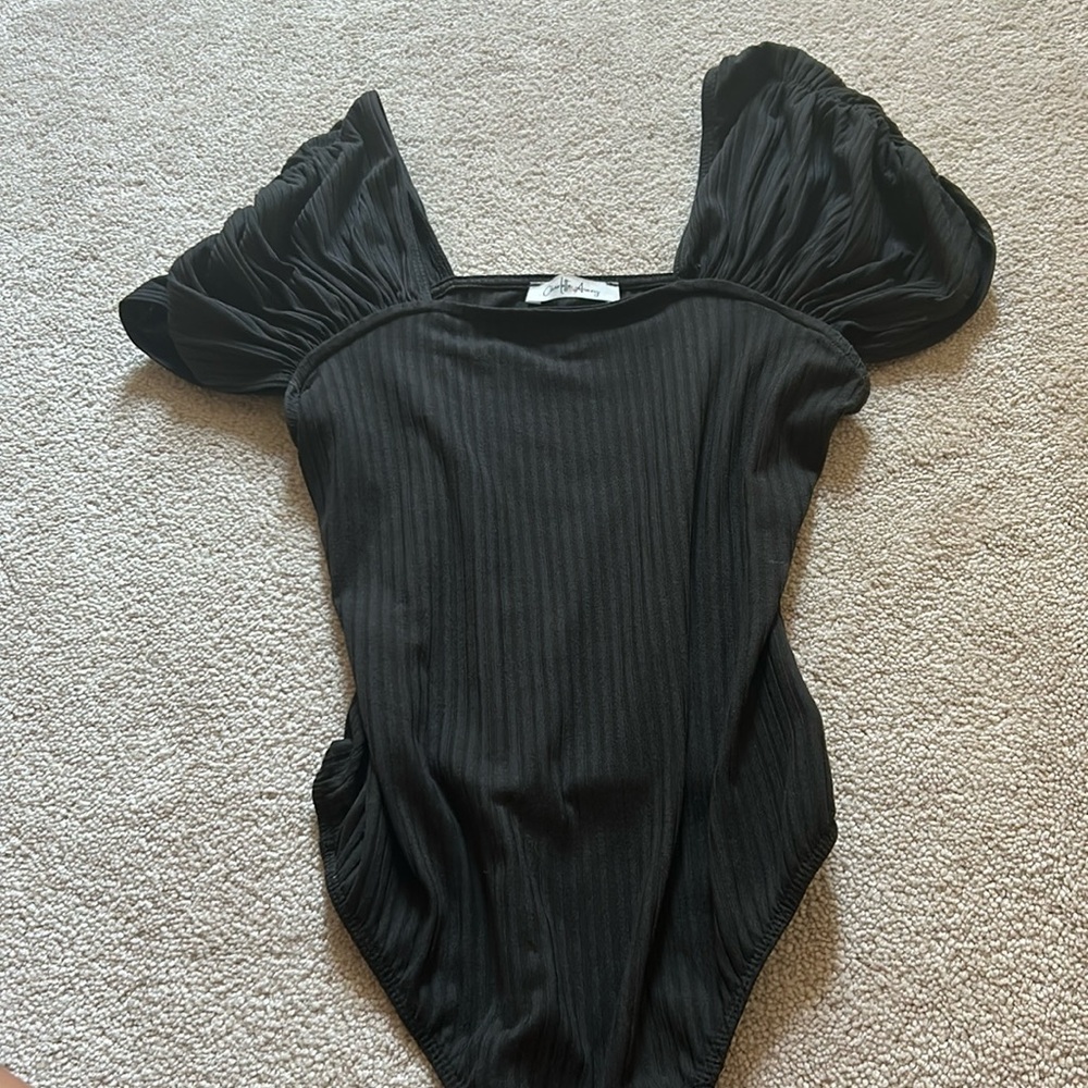 Charlotte Avery ribbed black bodysuit